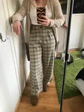 Pantalones largos sencillos Vintage a cuadros para mujer, pantalón de pierna ancha, informal, moda urbana