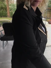 VANGULL-gabardina de diseño clásico europeo para mujer, abrigo de retales ajustado con doble botonadura, color caqui y negro, 2018