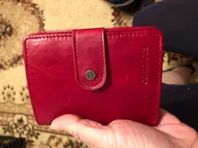 Billetera de cuero genuino para hombre y mujer, billetera pequeña Rfid, tarjetero, monedero rojo