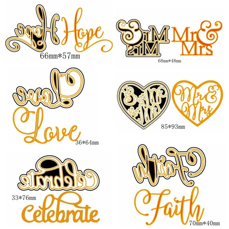 Mr & Mrs Love Faith Hugs празднование свадьбы металлические пресс формы трафарет альбом
