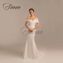 

Simple Sweetheart Mermaid Wedding Dresses Backless Bow Satin Sweep Train Off The Shoulder Bridal Gown robe de mariée vestidos