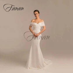Simple Sweetheart Mermaid Wedding Dresses Backless Bow Satin Sweep Train Off The Shoulder Bridal Gown robe de mariée vestidos