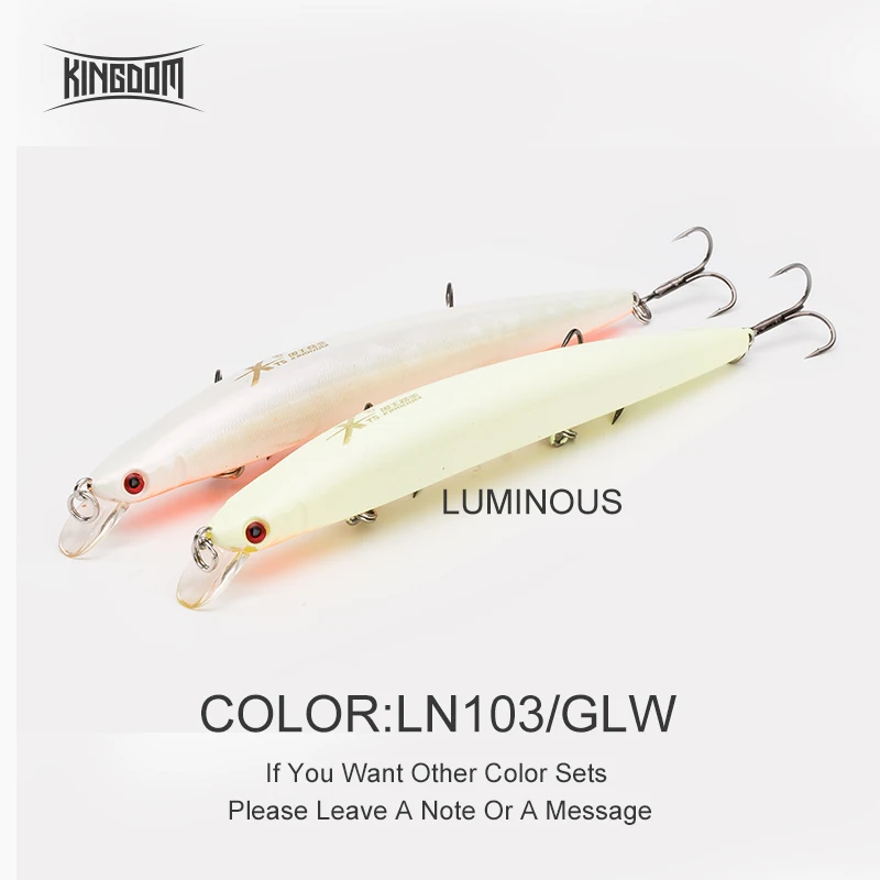 Kingdom Floating Minnow морская Рыбная приманка вобблер погремушка звук жесткая приманка искусственная Джеркбейт модель 5333 120 м, 14,5 г/143 мм, 21 г - Цвет: LN103GLW