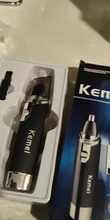 KEMEI-máquina profesional para cortar nariz y pelo de los oídos, cortador de pelo de nariz y nariz Nasal, portátil, para enjuagar, limpiar, KM-6512, afeitadora Nasal, con batería AA