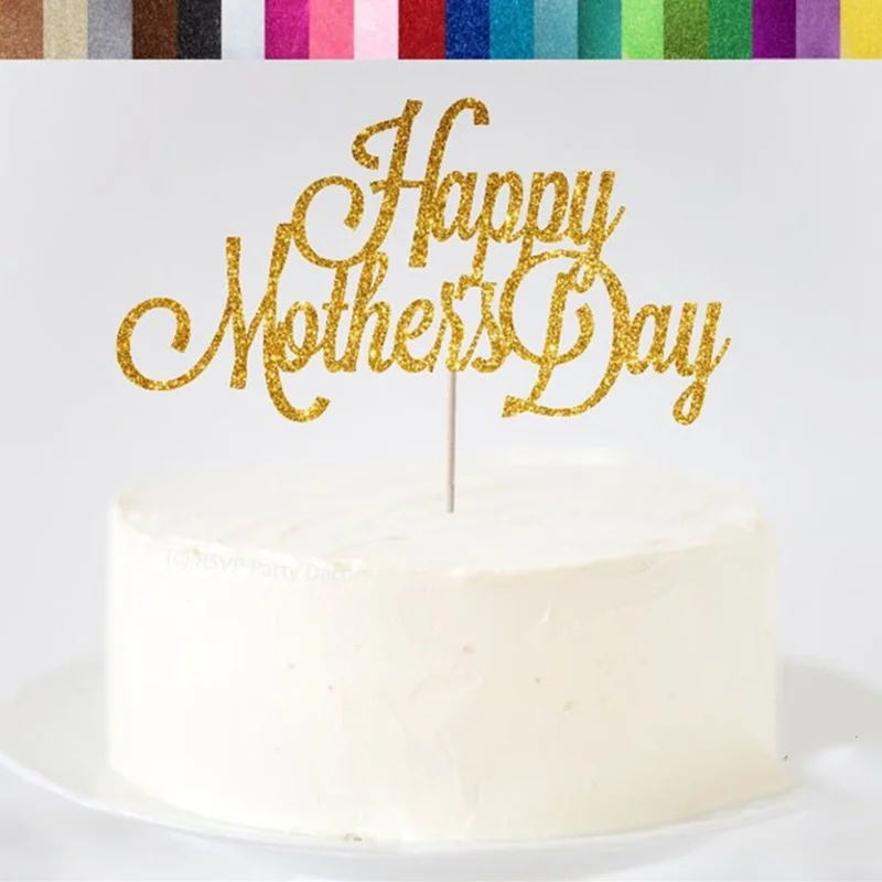 Happy Mother's Day Glitter Cake Topper by Cakeshop Floral Cake Decoration for Mum Daisy Choose from 14 Beautiful Colours Flowers