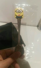 Cubertería de acero inoxidable con dibujos animados para bebé, cuchara de silicona suave, cuchara de alimentación