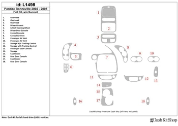 

Interior lining for Pontiac Bonneville 2002-2005. Set L1498.