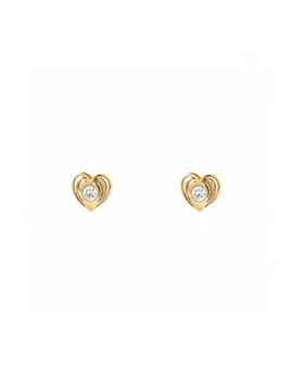 

Gold Girl earrings Yellow Heart openwork with Cubic Zirconia (9kts)