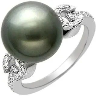 

Esthete ring with pearls and diamonds in 750 White Gold