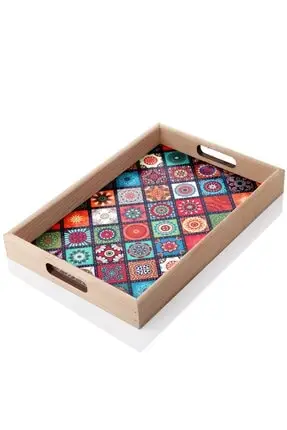

wonderful dowry wedding mothers day birthday gift awesome decor Tile Pattern on Wood Embroidered Luxury Tray MLN-Tile Tray