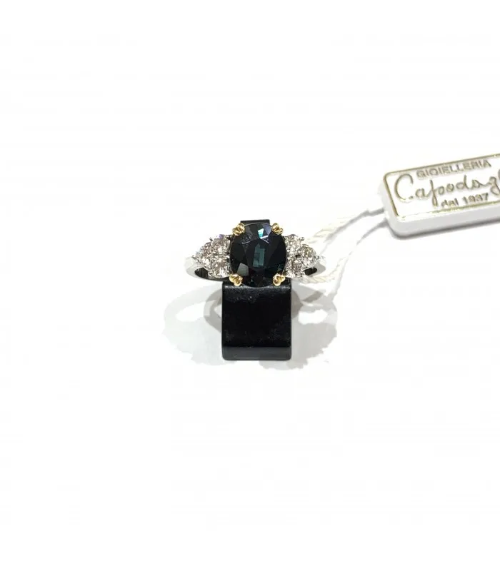 Кольцо для объектива Белое золото сапфир 2,10 CT Бриллиант 0,45 CT