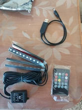 Tira de luces LED RGB con control remoto por voz para coche, diseño Interior, decorativa, Ambiental dinámico