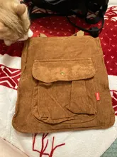 Hylhexyr-Bolso de hombro de pana para mujer, bolso de compras Vintage con cremallera, mochila de estudiante, informal, con bolsillo exterior