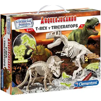 

Arqueojugando T-rex and Triceratops dinosaur game of archaeology science and game Clementoni