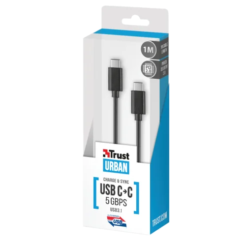 Кабель 21177 Trust UR USB3.1 USB-C USB-C 5Гб/с 1м 60Вт