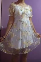 Mini Dress Puff-Sleeve Lace Print Chiffon French Korean-Style Sexy Vintage Women Floral