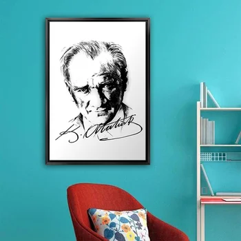 

siyah çerçeveli atatürk kanvas tablo