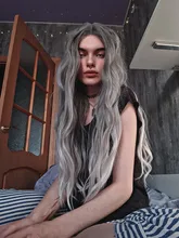 SOKU-peluca con malla frontal para mujer afroamericana, cabellera sintética con malla frontal, Color Ondulado Natural, parte media larga, estilo moderno, fibra resistente al calor