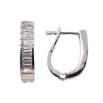 

925 Sterling silver earrings m. Bands zircons baguet [AB9523]