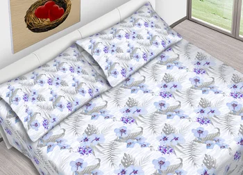 

Full Queen size cotton bed sheets Dis. Tropical Blue pattern C.N.
