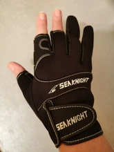 SeaKnight-guantes de pesca deportivos SK03, 1 par/lote, 3 guantes de cuero transpirable de medio dedo, equipo de pesca de neopreno y PU