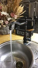 Grifo de agua para cocina, espita de bronce negro de una sola manija con mezclador para liquido caliente y frio y rotación 360,