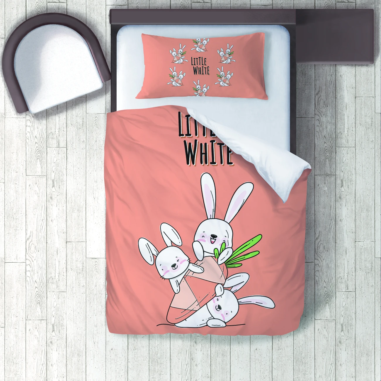 

Duvet Cover Set Bedding Set Pillow Case for Baby and Kids Room 3D Printed Little White Rabbits Orange Carrot Model 142