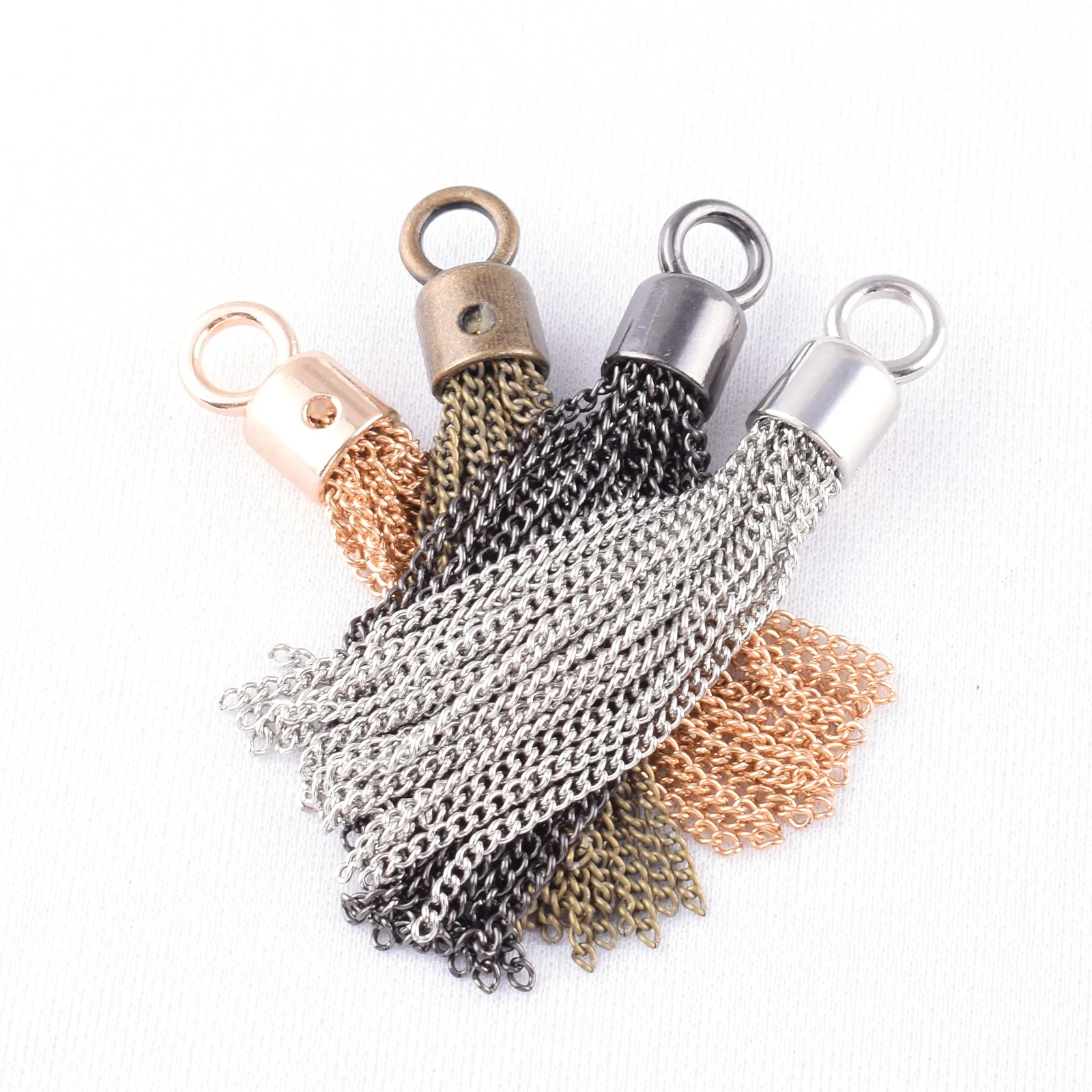 70mm Metal Chain Tassel Charms Tassel Dangle Chains DIY Findings Fit Drop Earrings Necklace Key Chain Handbag