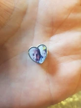 Personalizado de Plata de Ley 925 claro Corazón de circonia cúbica papá Charm Bead Fit Pulsera Original foto personalizada DIY joyería de regalo Día del Padre