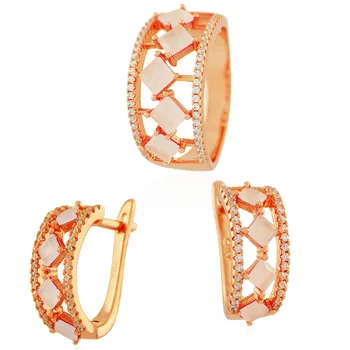 

Earrings and ring qsy plated and cubic zirconia set rose cubic zirconia earrings and ring with insert
