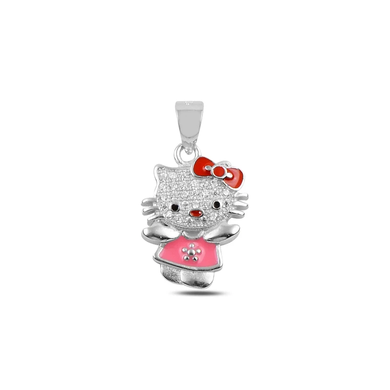 

Armagano Enamel & Zircon Stone Cat Pendant