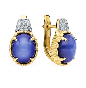 

Gold earrings with sapphires and diamonds sunlight sample 585