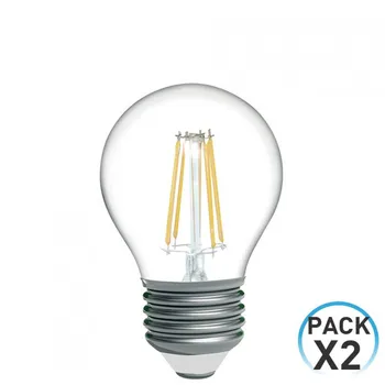 

Pack 2 Filament LED Bulbs Spherical E27 4W Equi.40W 470lm 3000K 15000H 7hSevenOn