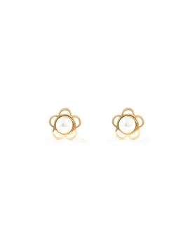 

Baby earrings or Girl Daisy with Openwork round Pearl