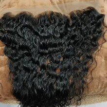 Encaje Frontal transparente con mechones, extensiones con ondas al agua, mechones con Frontal Miss Cara 100%, cabello humano Remy