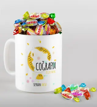 

Personalized Geography Teacher Mug and Haribo Candy Gift Seti-3