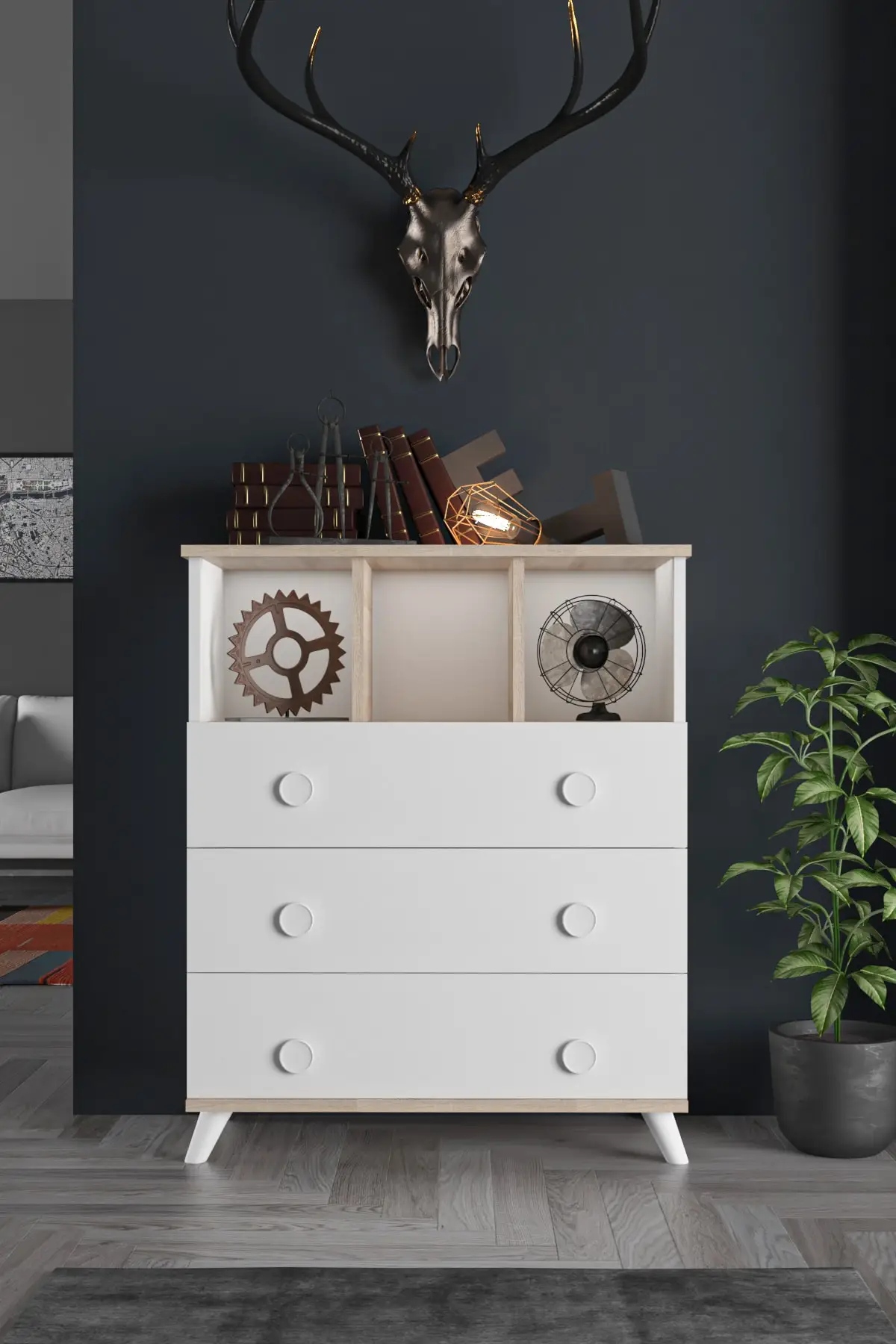 

Aeka Ae-1046 Babil White Chiffonier 3 Drawers
