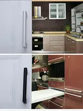  Modern Simple Stylish Cabinet Door Handle Kitchen Closet Pulls Drawer Black  Aluminum Alloy Knob Wardrobe Cupboard Door Hardware 