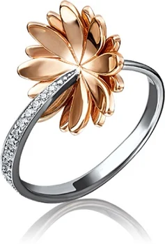 

Yuz platinum ring flower with cubic zirconia combined gold