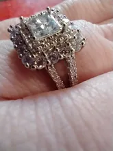 Huitan-Anillo de boda de circonia cúbica para mujer, sortija, forma cuadrada, Micro pavé de cristal, completo de joyas, deslumbrante