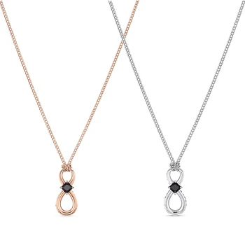 

2020 High Quality Fashion Eternal INFINITY Black Crystal Woman Necklace for Girlfriend Exquisite Birthday Valentine's Day Gift
