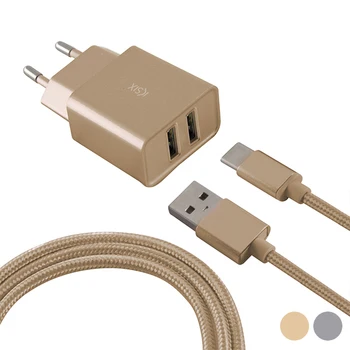 

Wall Charger + USB C Micro Cable Metallic