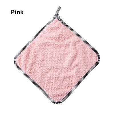 Pink 1/3/4/5 шт., коралловый флис, Кухня Полотенца супер впитывающее средство для мытья посуды тряпки многофункциональная Бытовая Чистящая салфетка для Кухня - Цвет: Pink