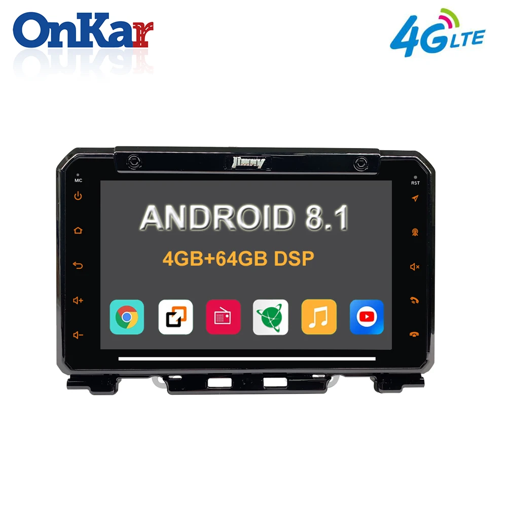 ONKAR Автомагнитола для Suzuki Jimny Android 8,1 ram 4 Гб rom 64 Гб Встроенный DSP 4G автомобиль с сим-картой мультимедийный плеер навигация