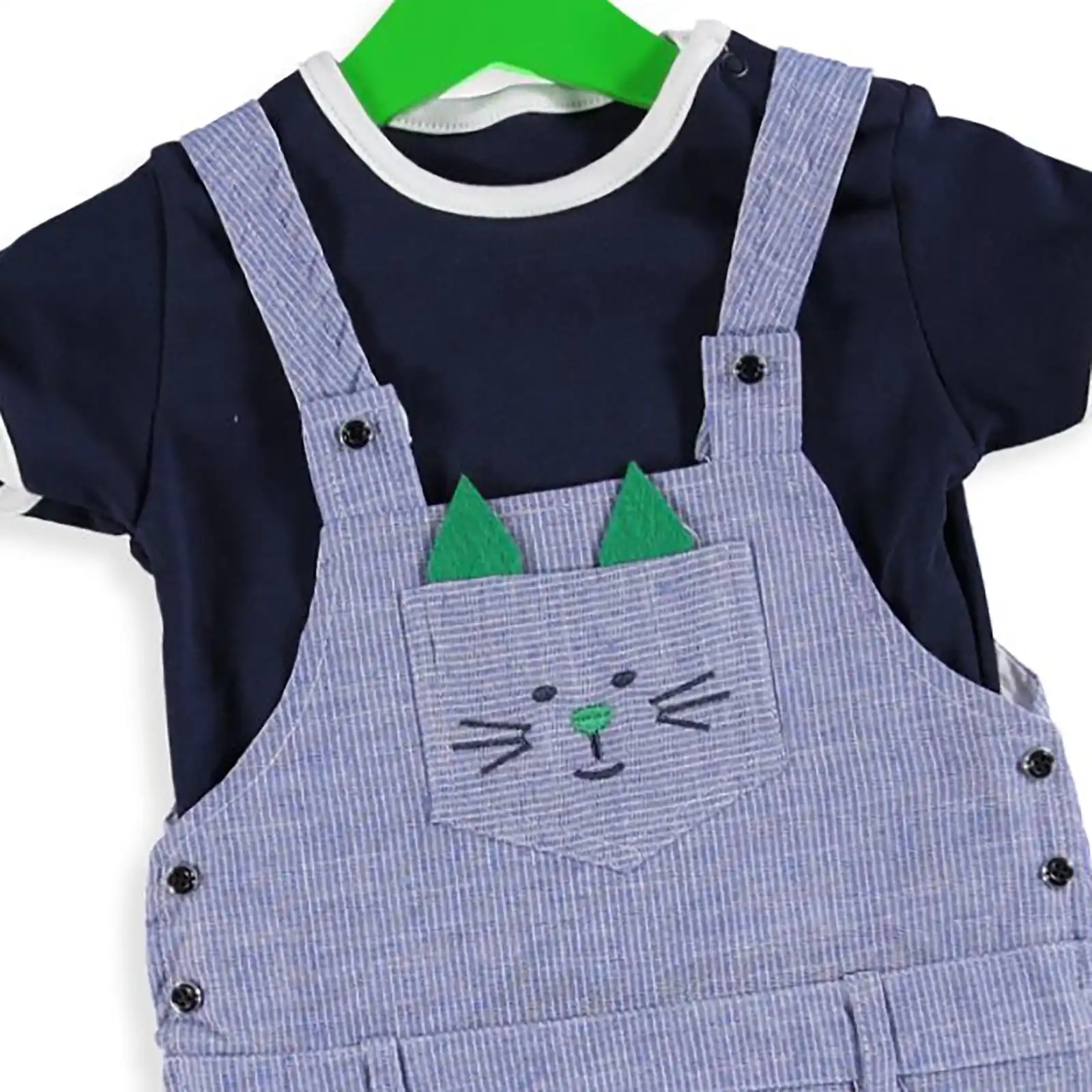 Ebebek BabyZ детский короткий комбинезон с вышивкой котенка комплект футболкой