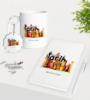 

Personalized History Teacher Mug Keychain White Notebook Pen Gift Seti-2