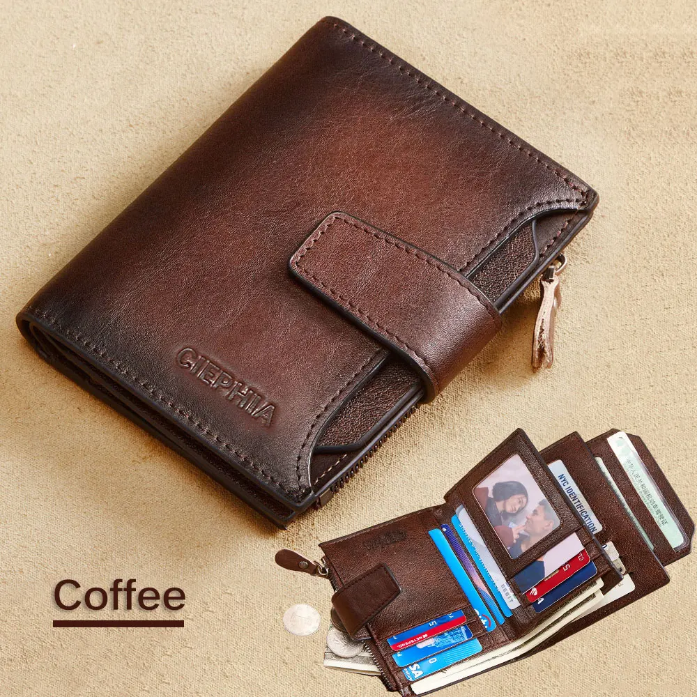 Genuine Leather Wallet For Men Rfid Blocking Vintage Slim Short