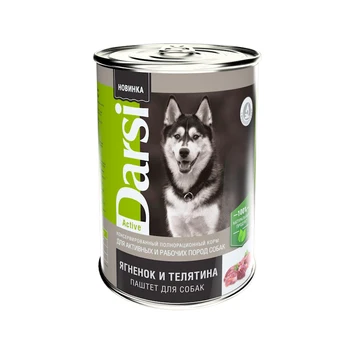

Darsi canned food (Pate) D/active and working dogs "lamb and veal", 410g-12 PCs