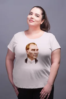 

Angemiel Wear Ataturk White Women Cotton Large Size T-Shirt