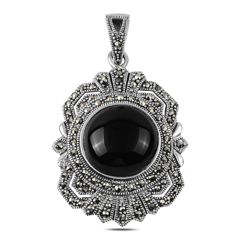 

Armagano Marcasite & Onyx Gemstone Pendant